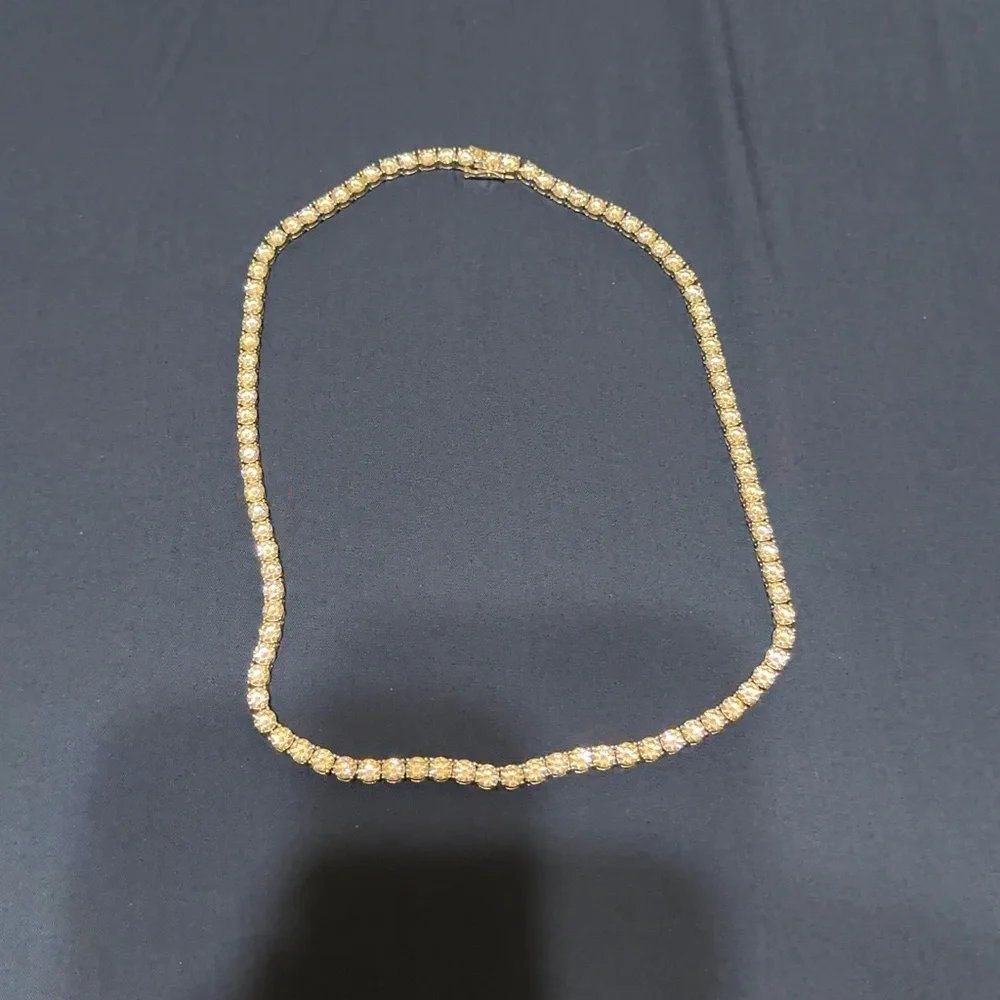 Moissanite Flawless Tennis Chain Necklace 20 Inch 5mm Stone Silver Plated